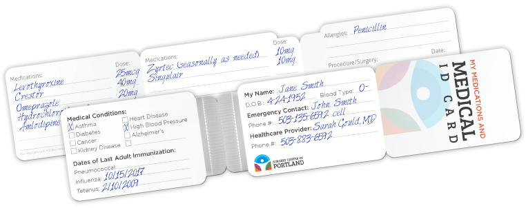 Outpatient Surgery Folder Medical ID Card